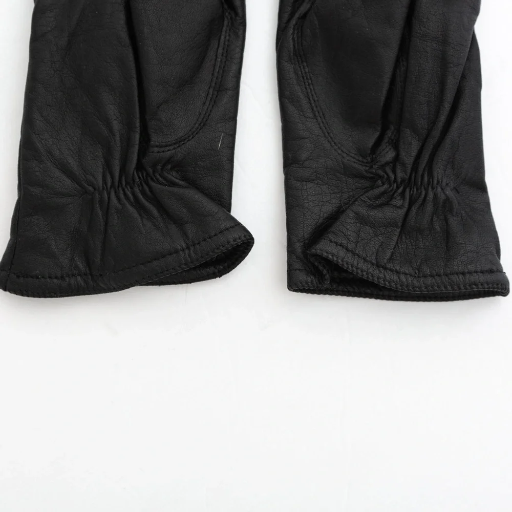 Vintage black leather winter gloves acrylic lining M